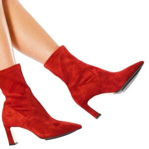 SCARLETT CHASE PORTIA 75 STRETCH BOOTIE ted suede vegan size 5.5